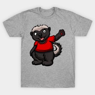 Cute Anthropomorphic Human-like Cartoon Character Honey Badger in Clothes T-Shirt